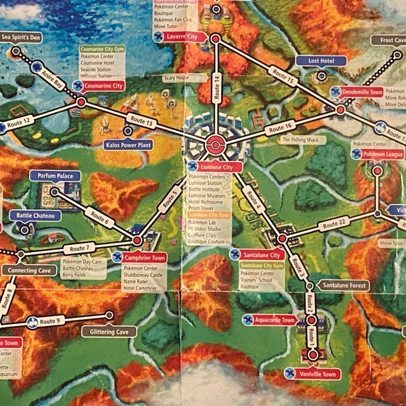 2013 Pokemon X Y The Official Kalos Region MAP & Matchup Chart Nintendo 3DS - Picture 2 of 10